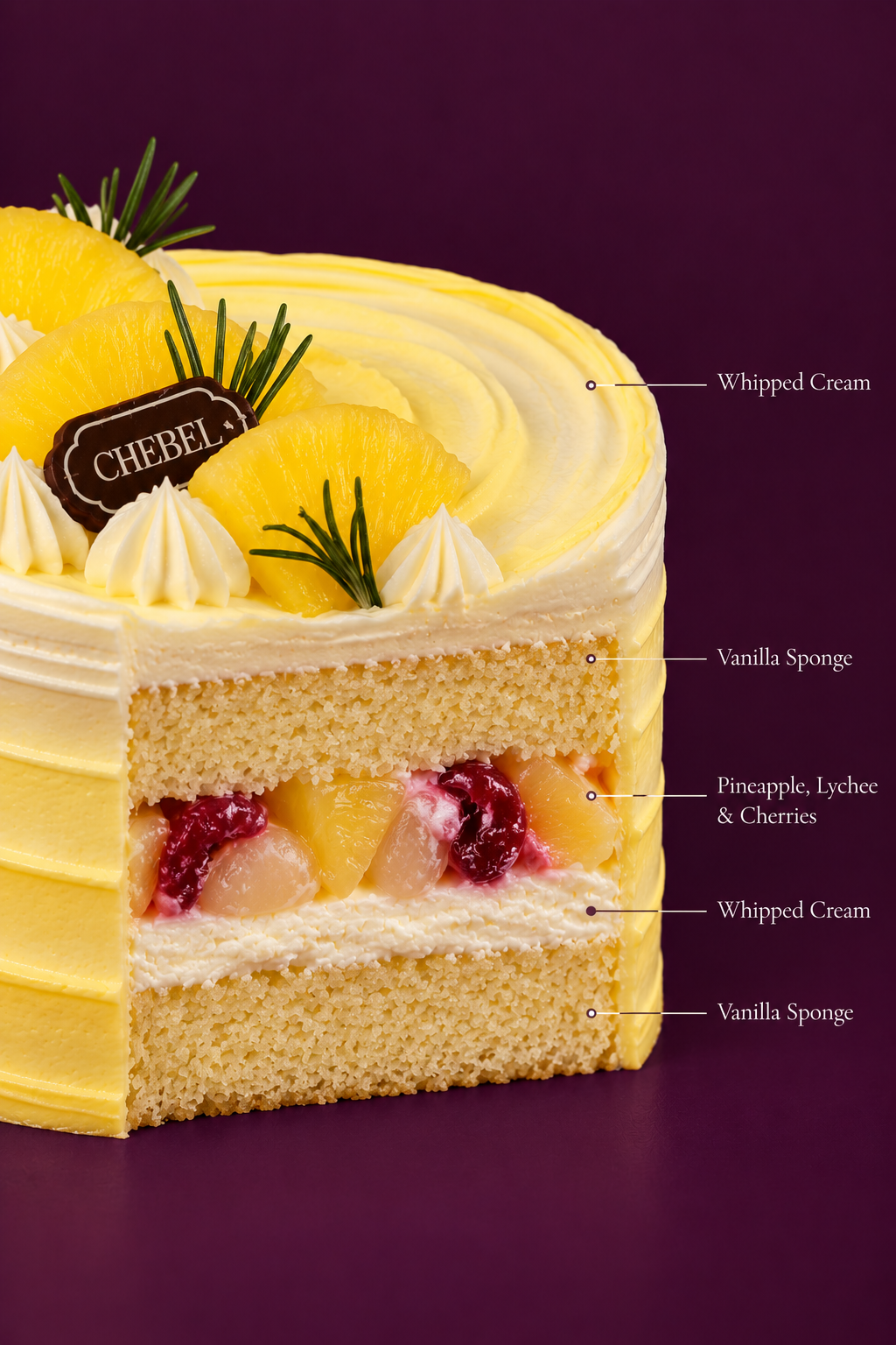 Pineapple, Lychee and Cherry Cake