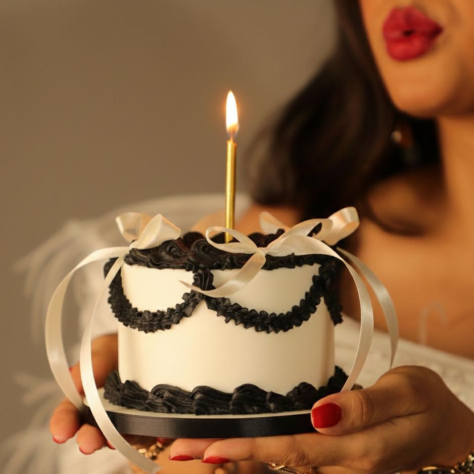 Edible Glitter Blow Cake with Ribbons - DIY