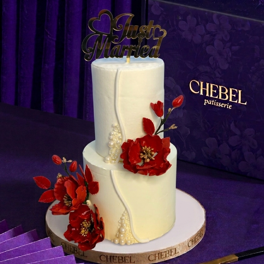 Floral Two Tier Wedding Cake