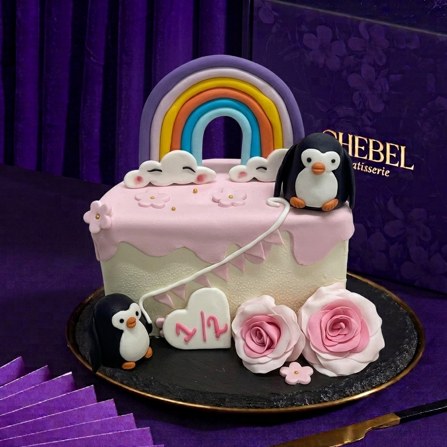 Penguin Half Birthday Cake